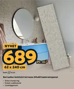Megaflis Berryalloc botticini terrazzo 60x60 baderomspanel tilbud