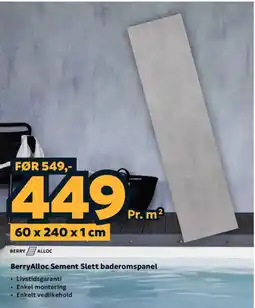 Megaflis BerryAlloc Sement Slett baderomspanel tilbud
