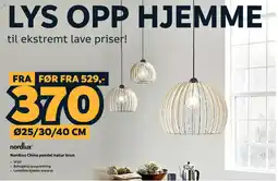 Megaflis Nordlux Chino pendel natur brun tilbud