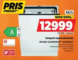POWER AEG integrert oppvaskmaskin Hevbar ComfortLift underkurv tilbud
