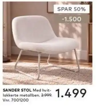 Sander stol med hvit-lakkerte metallben