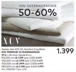 Skeidar Xov overmadrasser tilbud