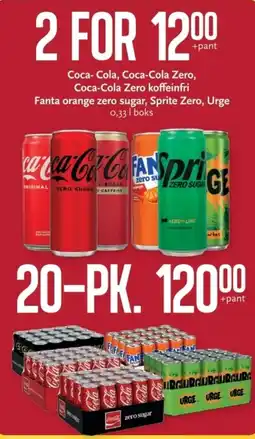 CC Mat Coca-Cola Coca-Cola Zero Coca-Cola Zero koffeinfri Fanta orange zero sugar Sprite Zero Urge tilbud