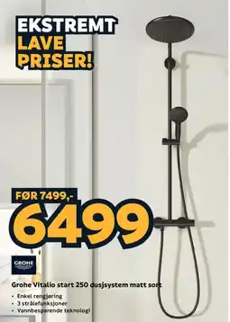 Megaflis Grohe Vitalio start 250 dusjsystem matt sort tilbud