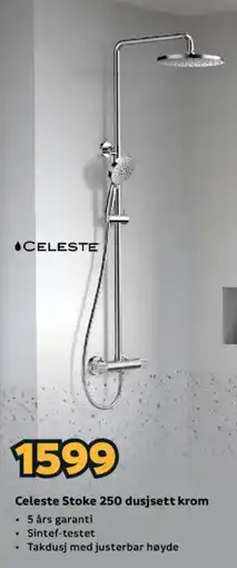 Megaflis Celeste Stoke 250 dusjsett krom tilbud