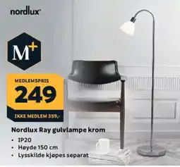 Megaflis Nordlux Ray gulvlampe krom tilbud