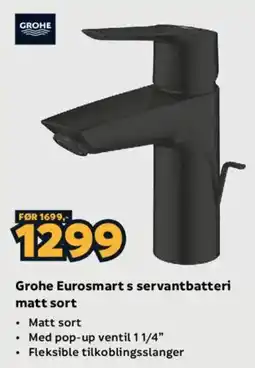 Megaflis Grohe Eurosmart s servantbatteri matt sort tilbud