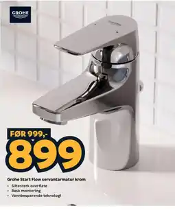 Megaflis Grohe Start Flow servantarmatur krom tilbud