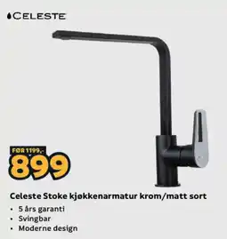 Megaflis Celeste Stoke kjøkkenarmatur krom/matt sort tilbud