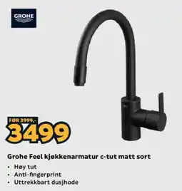 Megaflis Grohe Feel kjøkkenarmatur c-tut matt sort tilbud