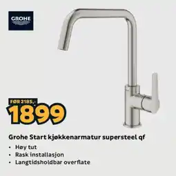 Megaflis Grohe Start kjøkkenarmatur supersteel qf tilbud