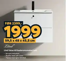 Megaflis Lind Lind Value 60 baderomsmøbel hvit tilbud