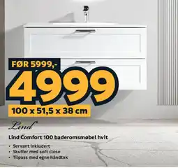 Megaflis Lind Comfort 100 baderomsmøbel hvit tilbud