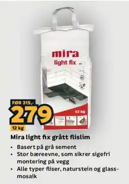 Megaflis Mira light fix grått flislim tilbud