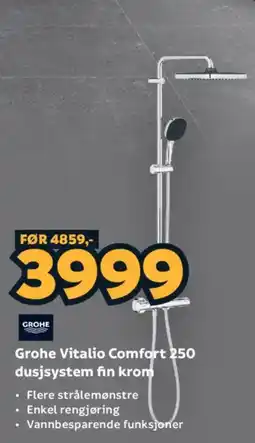 Megaflis Grohe Vitalio Comfort 250 dusjsystem fin krom tilbud