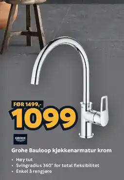 Megaflis Grohe Bauloop kjøkkenarmatur krom tilbud