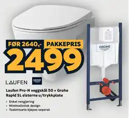 Megaflis Laufen Pro-N veggskål 50 + Grohe Rapid SL siterne u/trykkplate tilbud