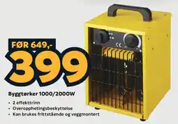 Megaflis Byggtørker 1000/2000W tilbud