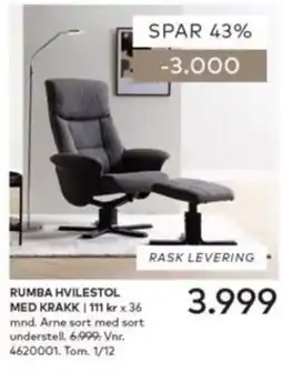 Skeidar Rumba hvilestol med krakk tilbud