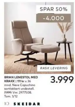 Skeidar Skeidar Brian lenestol med krakk tilbud