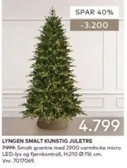 Skeidar Lyngen smalt kunstig juletre tilbud