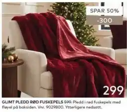 Skeidar Glimg Pledd Rød Fuskepels tilbud