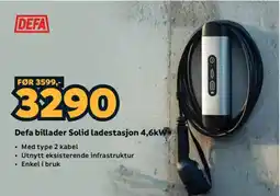 Megaflis Defa billader Solid ladestasjon 4,6kW tilbud