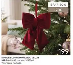Skeidar Kindle Sløyfe Mørk Rød Velur tilbud