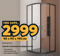 Megaflis Celeste Latina buet dusjhjørne sort tilbud