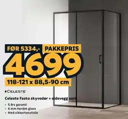 Megaflis Celeste Fasto skyvedør + sidevegg sort tilbud
