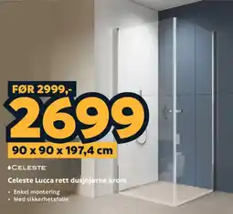 Megaflis Celeste Lucca rett dusjhjørne krom tilbud