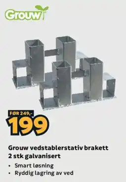 Megaflis Grouw vedstablerstativ brakett tilbud