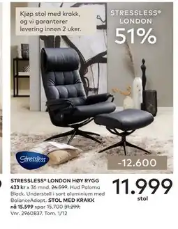 Skeidar STRESSLESS LONDON HØY RYGG tilbud