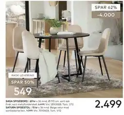 Skeidar SAGA SPISEBORD tilbud