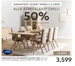 Skeidar STRESSLESS CHILLI (M) SPISESTOL LAV D200 tilbud