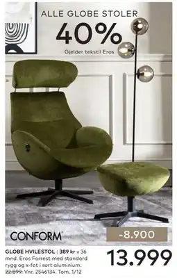 Skeidar GLOBE HVILESTOL tilbud
