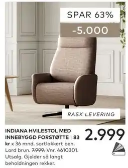 Skeidar INDIANA HVILESTOL MED INNEBYGGD FORSTØTTE tilbud
