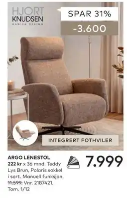 Skeidar ARGO LENESTOL tilbud
