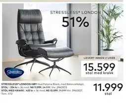Skeidar STRESSLESS LONDON HØY tilbud