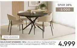 Skeidar MALIN RUNDT SPISEBORD tilbud