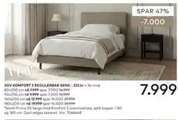 Skeidar XOV KOMFORT 5 REGULERBAR SENG tilbud