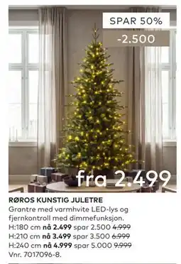 Skeidar RØROS KUNSTIG JULETRE tilbud