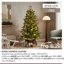 Skeidar BJORLI KUNSTIG JULETRE tilbud