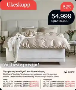 Møbelringen Svane Symphony Intelligel® Kontinentalseng tilbud