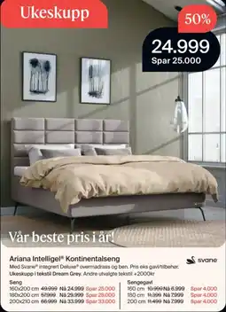 Møbelringen Svane Ariana Intelligel Kontinentalseng tilbud