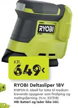 Mekk Ryobi Deltasliper 18V tilbud