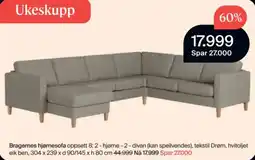 Møbelringen Ukeskupp Bragernes hjørnesofa tilbud