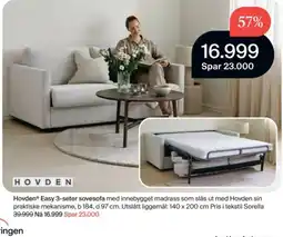 Møbelringen Hovden Easy 3-seter sovesofa tilbud