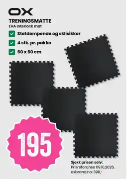 Sport Outlet Ox treningsmatte tilbud
