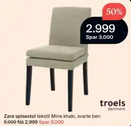 Møbelringen Zara spisestol tekstil Mine khaki, svarte ben tilbud